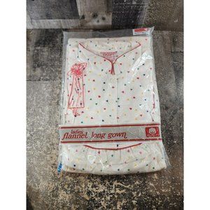 Vintage Country Craft Ladies Flannel Long Gown Size Large New Red And White